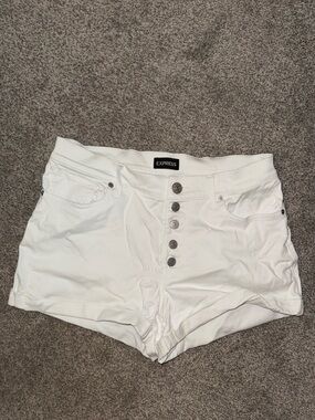 Express White High-Rise Button-Fly Denim Shorts